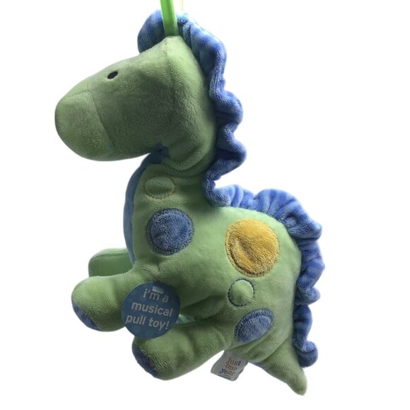 Carters Just One Year Musical Pull Crib Toy Dinosaur Plush Baby Soother NEW NWT - Picture 2 of 7